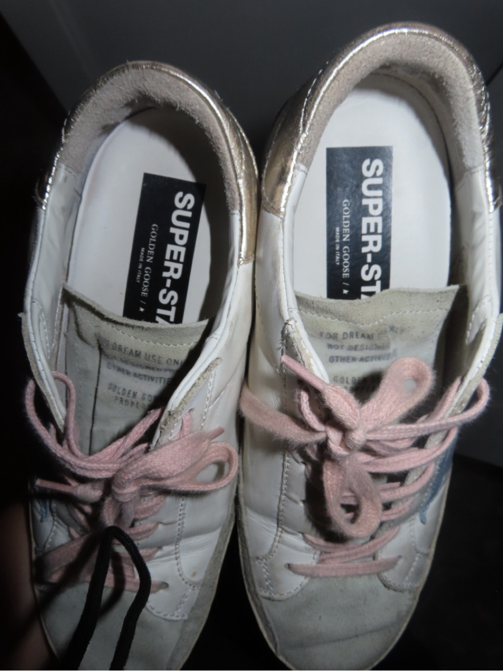 Golden Goose White Sneakers with Blue Star and Pink Laces - Picture 4 of 12